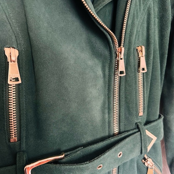 Revolve X NBD Green Leather Belted Dress Jacket Pockets Size 2 - Picture 8 of 14